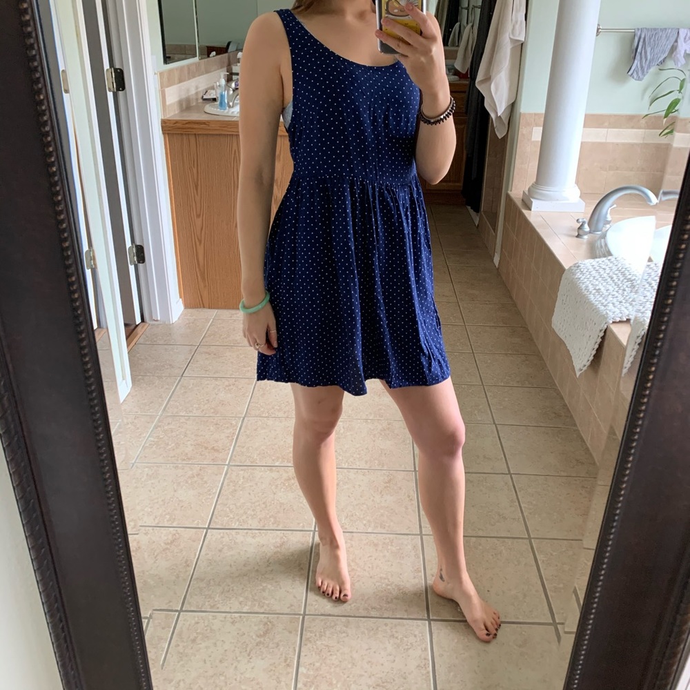Blue polka dot dress